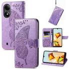 For ZTE Blade A33S Butterfly Love Flower Embossed Leather Phone Case(Light Purple) - 1