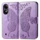 For ZTE Blade A33S Butterfly Love Flower Embossed Leather Phone Case(Light Purple) - 2