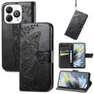 For ZTE Blade A75 4G Butterfly Love Flower Embossed Leather Phone Case(Black) - 1