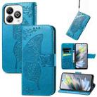 For ZTE Blade A75 4G Butterfly Love Flower Embossed Leather Phone Case(Blue) - 1