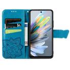 For ZTE Blade A75 4G Butterfly Love Flower Embossed Leather Phone Case(Blue) - 3