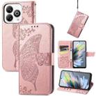 For ZTE Blade A75 4G Butterfly Love Flower Embossed Leather Phone Case(Rose Gold) - 1