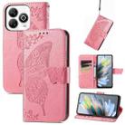 For ZTE Blade A75 4G Butterfly Love Flower Embossed Leather Phone Case(Pink) - 1