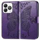 For ZTE Blade A75 4G Butterfly Love Flower Embossed Leather Phone Case(Dark Purple) - 2