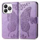 For ZTE Blade A75 4G Butterfly Love Flower Embossed Leather Phone Case(Light Purple) - 2