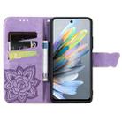 For ZTE Blade A75 4G Butterfly Love Flower Embossed Leather Phone Case(Light Purple) - 3