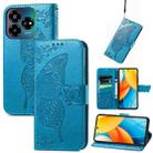 For ZTE Blade V60 Vita Butterfly Love Flower Embossed Leather Phone Case(Blue) - 1