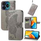 For ZTE Blade V60 Vita Butterfly Love Flower Embossed Leather Phone Case(Gray) - 1