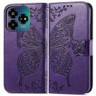 For ZTE Blade V60 Vita Butterfly Love Flower Embossed Leather Phone Case(Dark Purple) - 2
