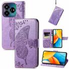 For ZTE Blade V60 Vita Butterfly Love Flower Embossed Leather Phone Case(Light Purple) - 1