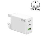 GaN PD65W Type-C x 2 + USB3.0 Laptop Adapter ,EU Plug(White) - 1