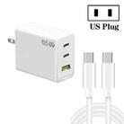 GaN PD65W Type-C x 2 + USB3.0 Charger with Type-C to Type-C Data Cable ,US Plug(White) - 1