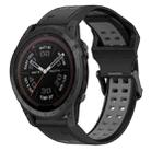 For Garmin Fenix 7 Pro 47mm 22mm Two-Color Reverse Buckle Silicone Watch Band(Black+Grey) - 1