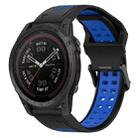 For Garmin Fenix 7 Pro 47mm 22mm Two-Color Reverse Buckle Silicone Watch Band(Black+Blue) - 1