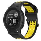 For Garmin  Instinct 2 Solar 22mm Two-Color Reverse Buckle Silicone Watch Band(Black+Yellow) - 1