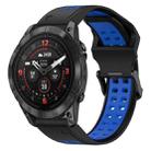 For Garmin Epix Pro 47mm 22mm Two-Color Reverse Buckle Silicone Watch Band(Black+Blue) - 1