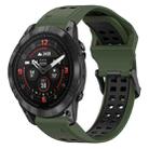 For Garmin Epix Pro 47mm 22mm Two-Color Reverse Buckle Silicone Watch Band(Army Green+Black) - 1