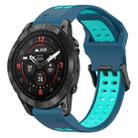 For Garmin Epix Pro 47mm 22mm Two-Color Reverse Buckle Silicone Watch Band(Blue+Teal) - 1