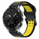 For Garmin MARQ Athlete Gen 2 22mm Two-Color Reverse Buckle Silicone Watch Band(Black+Yellow) - 1