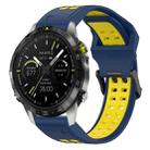 For Garmin MARQ Athlete Gen 2 22mm Two-Color Reverse Buckle Silicone Watch Band(Blue+Yellow) - 1