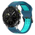 For Garmin MARQ Athlete Gen 2 22mm Two-Color Reverse Buckle Silicone Watch Band(Blue+Teal) - 1