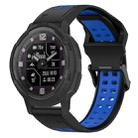 For Garmin Instinct Crossover 22mm Two-Color Reverse Buckle Silicone Watch Band(Black+Blue) - 1