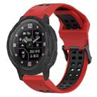 For Garmin Instinct Crossover 22mm Two-Color Reverse Buckle Silicone Watch Band(Red+Black) - 1