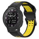 For Garmin Instinct Crossover Solar 22mm Two-Color Reverse Buckle Silicone Watch Band(Black+Yellow) - 1