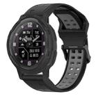 For Garmin Instinct Crossover Solar 22mm Two-Color Reverse Buckle Silicone Watch Band(Black+Grey) - 1