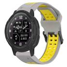 For Garmin Instinct Crossover Solar 22mm Two-Color Reverse Buckle Silicone Watch Band(Grey+Yellow) - 1