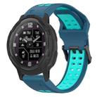 For Garmin Instinct Crossover Solar 22mm Two-Color Reverse Buckle Silicone Watch Band(Blue+Teal) - 1