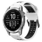 For Garmin Fenix 7 22mm Two-Color Reverse Buckle Silicone Watch Band(White+Black) - 1