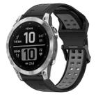 For Garmin Fenix 7 22mm Two-Color Reverse Buckle Silicone Watch Band(Black+Grey) - 1