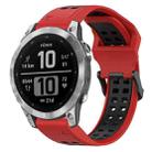 For Garmin Fenix 7 22mm Two-Color Reverse Buckle Silicone Watch Band(Red+Black) - 1