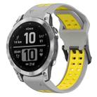 For Garmin Fenix 7 22mm Two-Color Reverse Buckle Silicone Watch Band(Grey+Yellow) - 1