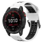 For Garmin Fenix 7 Solar 22mm Two-Color Reverse Buckle Silicone Watch Band(White+Black) - 1