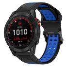 For Garmin Fenix 7 Solar 22mm Two-Color Reverse Buckle Silicone Watch Band(Black+Blue) - 1