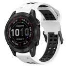 For Garmin Fenix 7 Sapphire Solar 22mm Two-Color Reverse Buckle Silicone Watch Band(White+Black) - 1