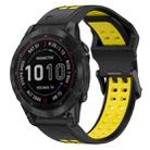 For Garmin Fenix 7 Sapphire Solar 22mm Two-Color Reverse Buckle Silicone Watch Band(Black+Yellow) - 1