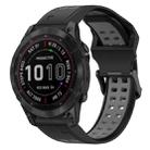 For Garmin Fenix 7 Sapphire Solar 22mm Two-Color Reverse Buckle Silicone Watch Band(Black+Grey) - 1
