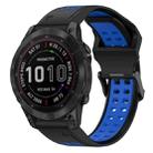 For Garmin Fenix 7 Sapphire Solar 22mm Two-Color Reverse Buckle Silicone Watch Band(Black+Blue) - 1