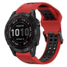 For Garmin Fenix 7 Sapphire Solar 22mm Two-Color Reverse Buckle Silicone Watch Band(Red+Black) - 1