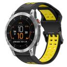 For Garmin Epix Gen 2 22mm Two-Color Reverse Buckle Silicone Watch Band(Black+Yellow) - 1