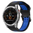 For Garmin Epix Gen 2 22mm Two-Color Reverse Buckle Silicone Watch Band(Black+Blue) - 1