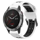 For Garmin Fenix 6 22mm Two-Color Reverse Buckle Silicone Watch Band(White+Black) - 1