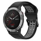 For Garmin Fenix 6 22mm Two-Color Reverse Buckle Silicone Watch Band(Black+Grey) - 1