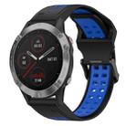 For Garmin Fenix 6 22mm Two-Color Reverse Buckle Silicone Watch Band(Black+Blue) - 1