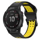 For Garmin Fenix 6 Pro 22mm Two-Color Reverse Buckle Silicone Watch Band(Black+Yellow) - 1