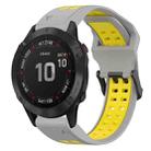 For Garmin Fenix 6 Pro 22mm Two-Color Reverse Buckle Silicone Watch Band(Grey+Yellow) - 1