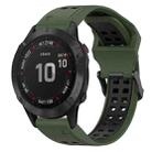 For Garmin Fenix 6 Pro 22mm Two-Color Reverse Buckle Silicone Watch Band(Army Green+Black) - 1